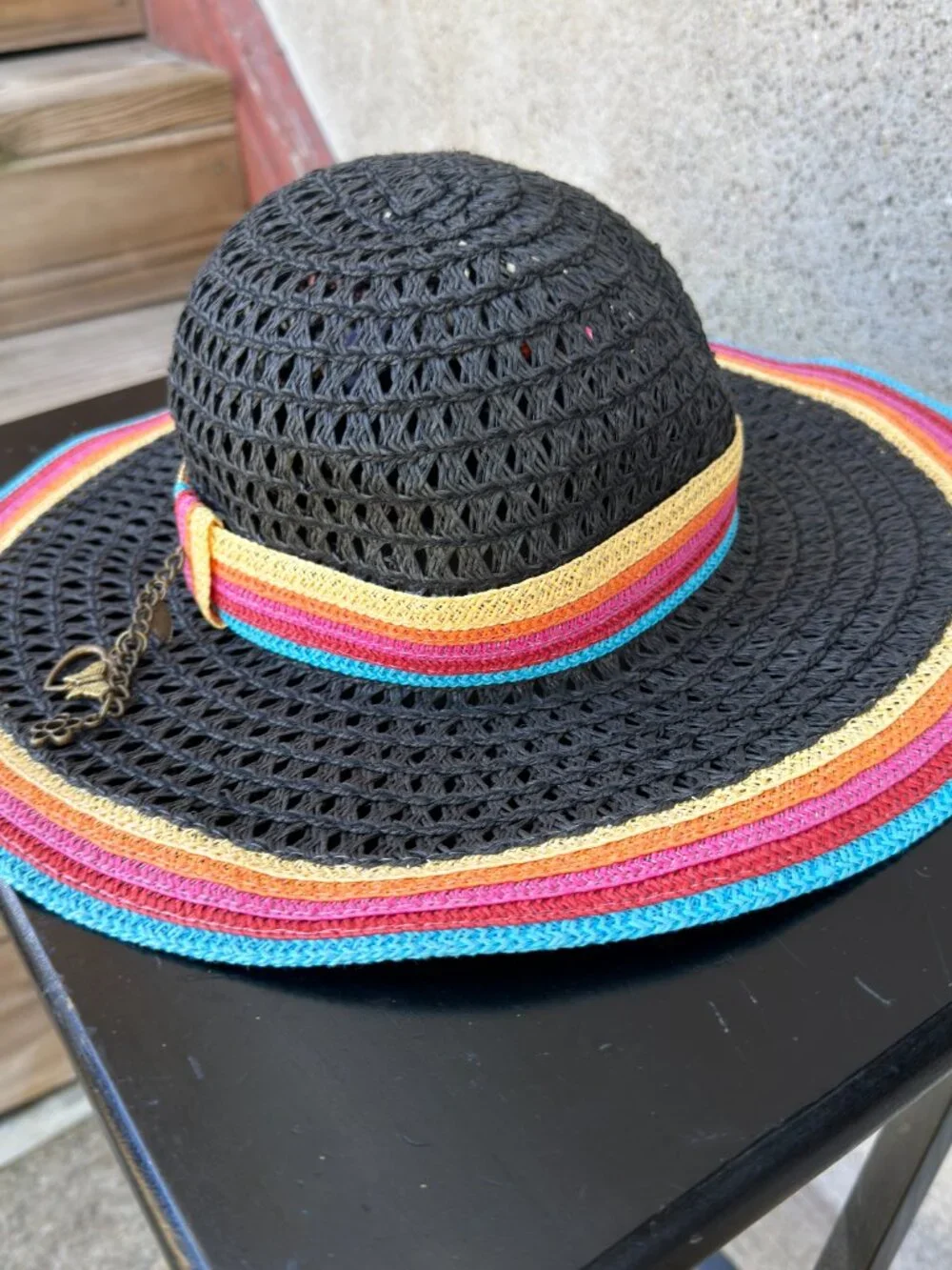 Piper & Blue - Black Sun Hat with Colorful Trim